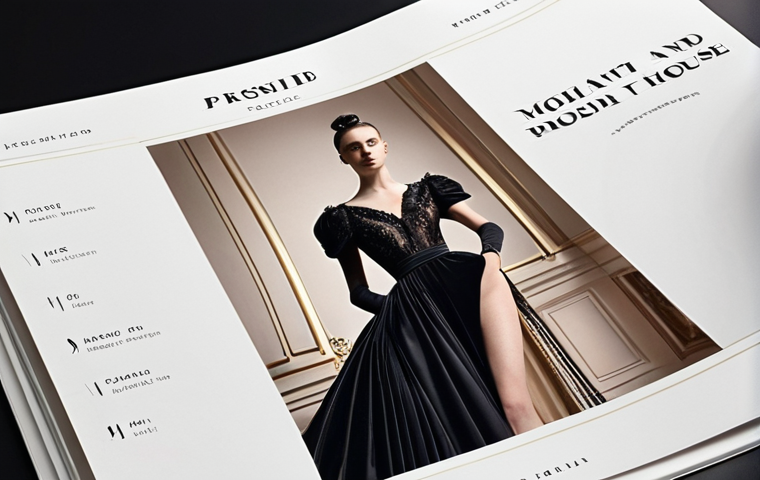 **
"Elegant and refined marketing portfolio presentation, luxury brand focus, high-quality visuals, sophisticated typography, Parisian couture house aesthetic."
**
