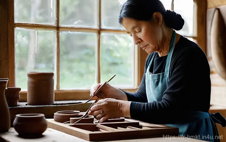 브랜드 마케터를 위한 크리에이티브 전략 - **Prompt: "A close-up, warm and authentic portrait of a skilled artisan, a woman in her late 40s, in...