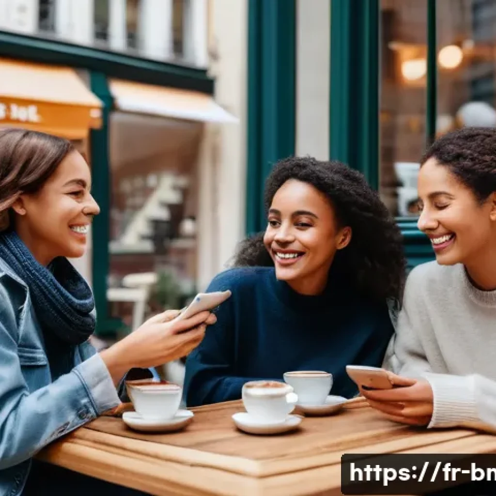 브랜드 마케팅 실전 팁과 교훈 - A warm and engaging scene depicting a diverse group of French consumers interacting authentically wi...